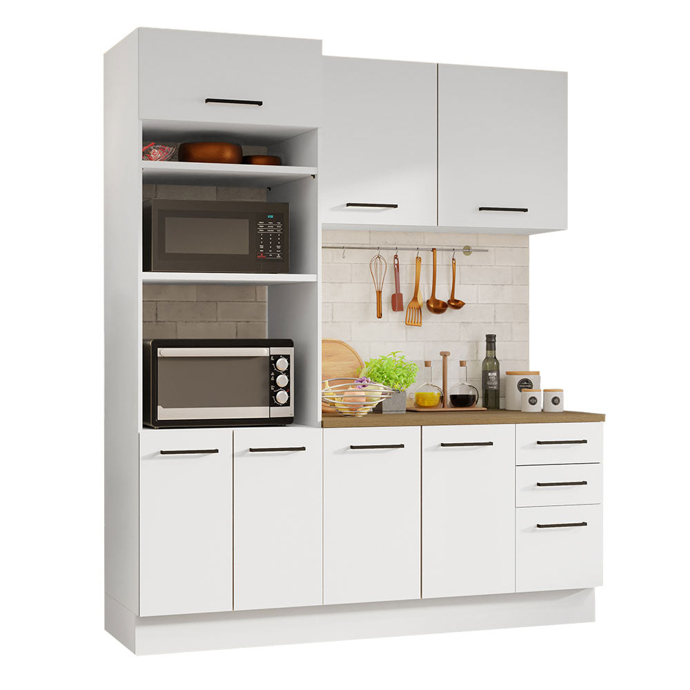 Madesa Hazel 3-Piece Kitchen Storage Set with 3 Door Pantry