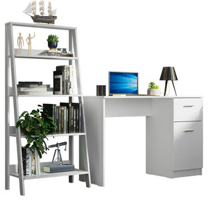 
                  
                    Load image into Gallery viewer, Madesa Compact Desk 43&amp;quot; + Ladder Shelf Standing Bookcase - White
                  
                