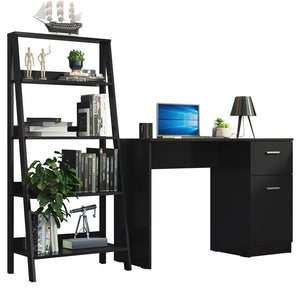 
                  
                    Load image into Gallery viewer, Madesa Compact Desk 43&amp;quot; + Ladder Shelf Standing Bookcase - Black
                  
                