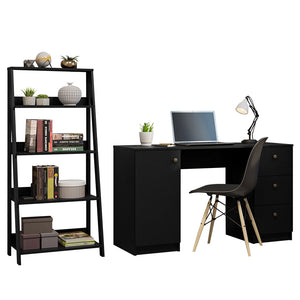 
                  
                    Load image into Gallery viewer, Madesa Desk with Drawer 53&amp;quot; + Ladder Shelf Standing Bookcase - Black
                  
                