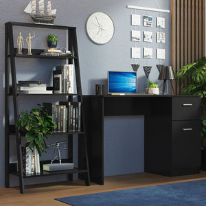 
                  
                    Load image into Gallery viewer, Madesa Compact Desk 43&amp;quot; + Ladder Shelf Standing Bookcase - Black
                  
                