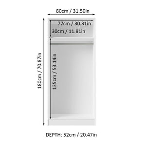 
                  
                    Load image into Gallery viewer, 2 Door Wardrobe Storage Cabinet, 71” H x 20” D x 31” L - White
                  
                