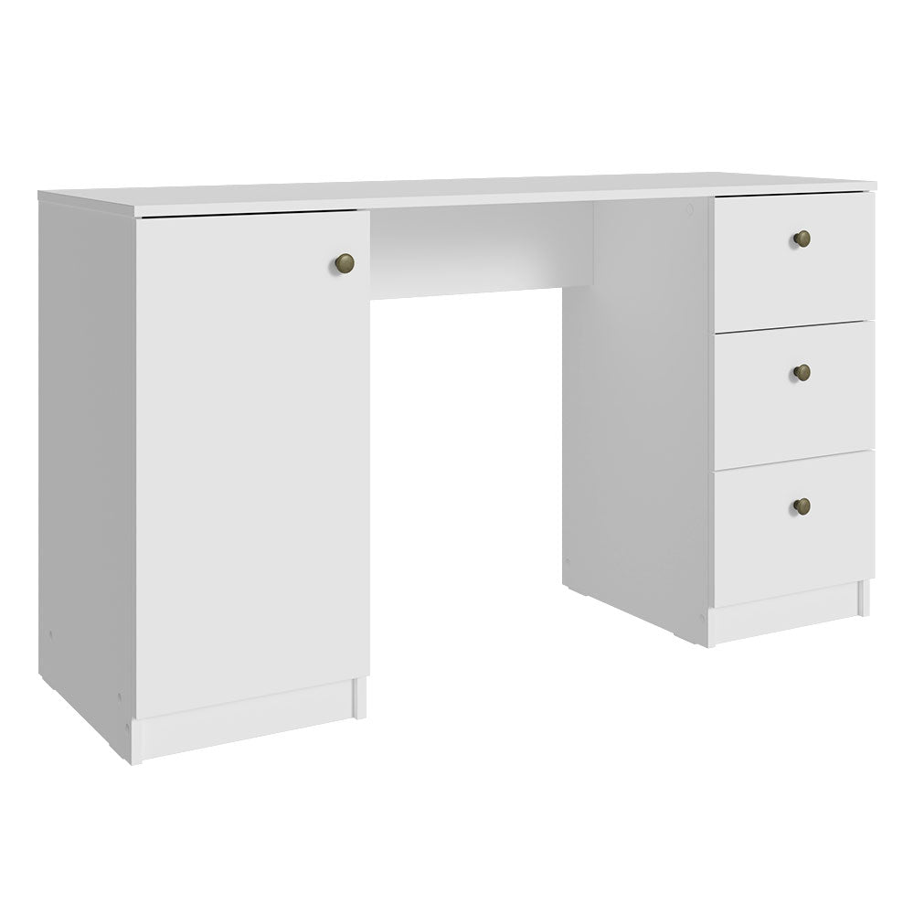 
                  
                    Load image into Gallery viewer, Modern 53 inch Computer Writing Desk with Drawers and Door, Executive Desk, Wood PC Table, 30” H x 18” D x 53” W - White
                  
                