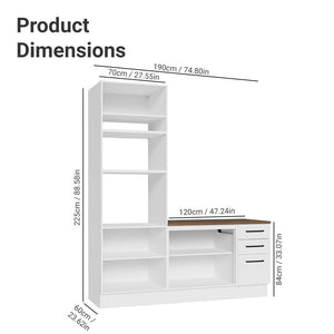 
                  
                    Load image into Gallery viewer, Madesa Hazel 2-Piece Kitchen Storage Set with 3 Door Pantry Cabinet and 3 Drawers Base Cabinet Adjustable Feet 74 Inch Wooden Modern Organization Units - White
                  
                