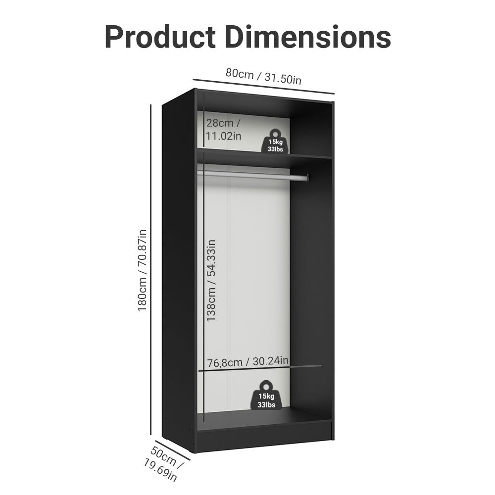 
                  
                    Load image into Gallery viewer, Madesa 2 Door Storage Cabinet with Ample Shelf Space 31 Inch Utility Armoire Closet Entryway and Bedroom Organization Unit - Black
                  
                