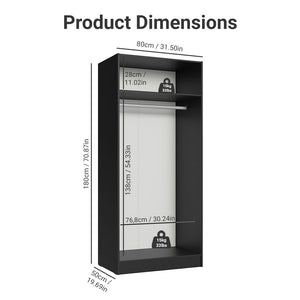 
                  
                    Load image into Gallery viewer, Madesa 2 Door Storage Cabinet with Ample Shelf Space 31 Inch Utility Armoire Closet Entryway and Bedroom Organization Unit - Black
                  
                
