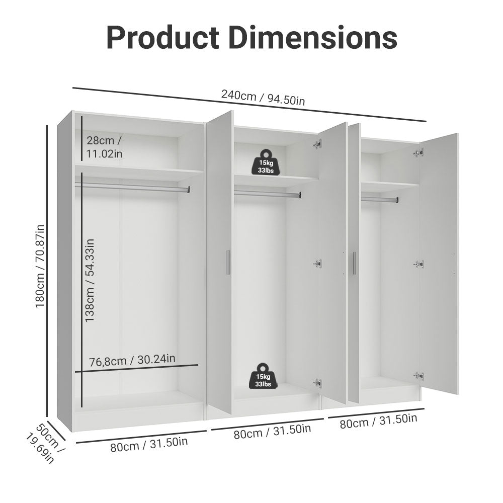 Madesa 6 Doors Storage Cabinet with Ample Shelves Space 94 Inch Utilit ...