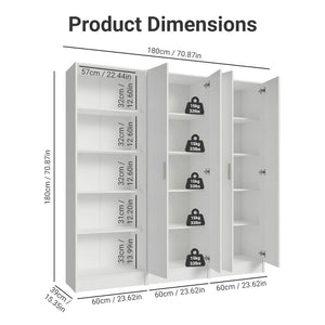 
                  
                    Load image into Gallery viewer, Madesa Garage Set 3 Pantry Storage Cabinet with 5 Utility Shelves 23 Inch Wooden Organization Unit for Garage - White
                  
                