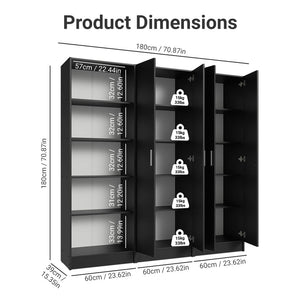 
                  
                    Load image into Gallery viewer, Madesa Garage Set 3 Pantry Storage Cabinet with 5 Utility Shelves 23 Inch Wooden Organization Unit for Garage - Black
                  
                