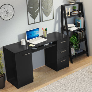 
                  
                    Load image into Gallery viewer, Madesa Home Office Desk 53&amp;quot; + Ladder Shelf Standing Bookcase - Black
                  
                