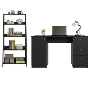 
                  
                    Load image into Gallery viewer, Madesa Desk with Drawer 53&amp;quot; + Ladder Shelf Standing Bookcase - Black
                  
                