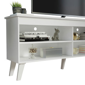 
                  
                    Load image into Gallery viewer, TV Stand Cabinet with 4 Shelves and Cable Management, TV Table Unit for TVs up to 55 Inches, Wooden, 23&amp;#39;&amp;#39; H x 12&amp;#39;&amp;#39; D x 53&amp;#39;&amp;#39; L - White
                  
                