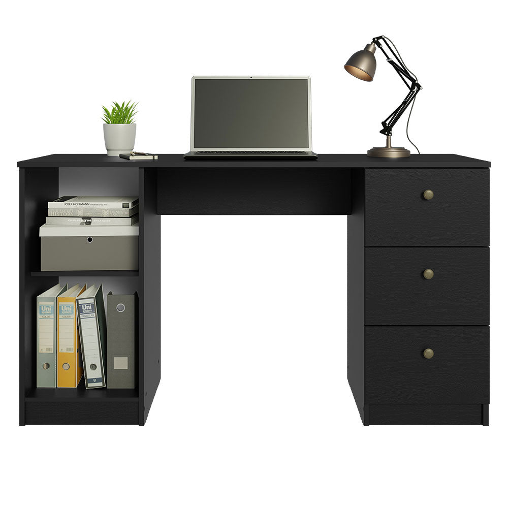
                  
                    Load image into Gallery viewer, Modern 53 inch Computer Writing Desk with Drawers and Door, Executive Desk, Wood PC Table, 30” H x 18” D x 53” W - Black
                  
                