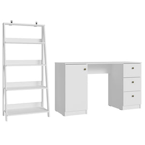 
                  
                    Load image into Gallery viewer, Madesa Desk with Drawer 53&amp;quot; + Ladder Shelf Standing Bookcase - White
                  
                