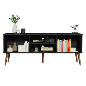 
                  
                    Load image into Gallery viewer, Madesa TV Stand Mid-Century Console with 2 Doors and 2 Shelves and Metal Knobs for 55, 65 Inch Media Storage Media Console Entertainment Center Wooden Television Cabinet - Black
                  
                