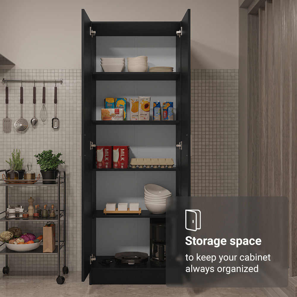 
                  
                    Load image into Gallery viewer, Madesa Kitchen Pantry Storage Cabinet 2 Doors with 5 Utility Shelves 23 Inch Wooden Organization Unit for Kitchen - Black
                  
                