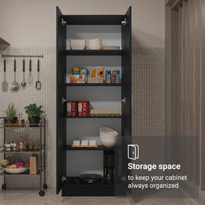 
                  
                    Load image into Gallery viewer, Madesa Kitchen Pantry Storage Cabinet 2 Doors with 5 Utility Shelves 23 Inch Wooden Organization Unit for Kitchen - Black
                  
                