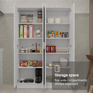 
                  
                    Load image into Gallery viewer, Madesa Kitchen Set 2 Pantry Storage Cabinet with 10 Utility Shelves 47 Inch Wooden Organization Unit for Kitchen - White
                  
                