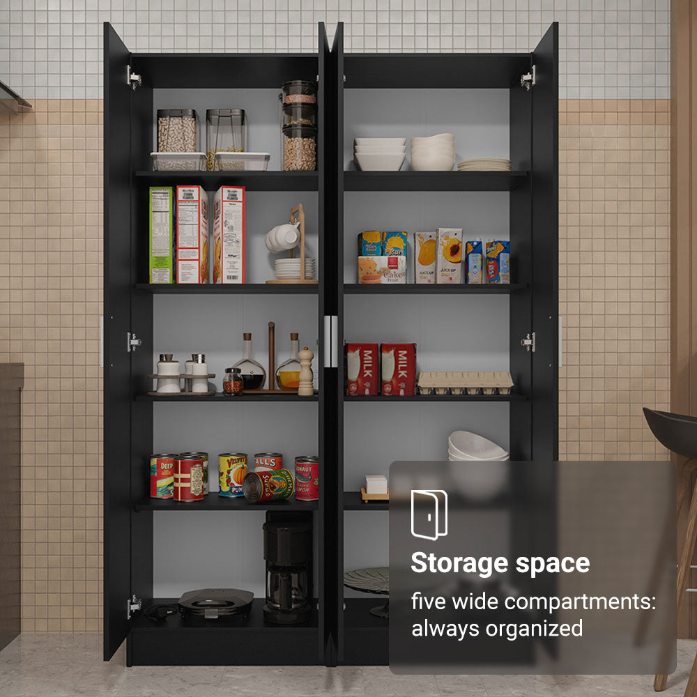 
                  
                    Load image into Gallery viewer, Madesa Kitchen Set 2 Pantry Storage Cabinet with 10 Utility Shelves 47 Inch Wooden Organization Unit for Kitchen - Black
                  
                