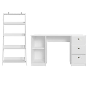 
                  
                    Load image into Gallery viewer, Madesa Desk with Drawer 53&amp;quot; + Ladder Shelf Standing Bookcase - White
                  
                