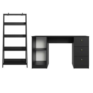 
                  
                    Load image into Gallery viewer, Madesa Desk with Drawer 53&amp;quot; + Ladder Shelf Standing Bookcase - Black
                  
                