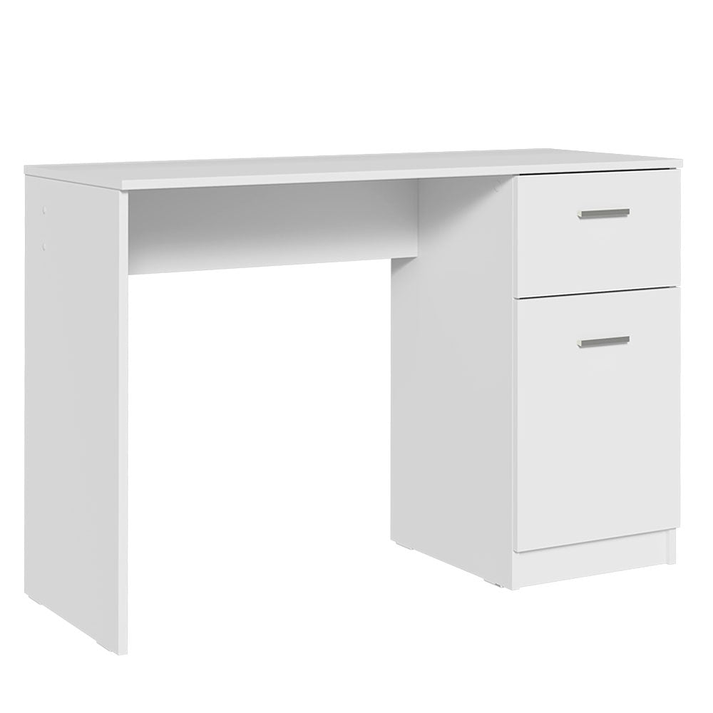 
                  
                    Load image into Gallery viewer, Compact Computer Desk Study Table for Small Spaces Home Office 43 Inch Student Laptop PC Writing Desks with Storage and Drawer - White
                  
                