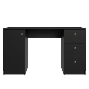 
                  
                    Load image into Gallery viewer, Modern 53 inch Computer Writing Desk with Drawers and Door, Executive Desk, Wood PC Table, 30” H x 18” D x 53” W - Black
                  
                