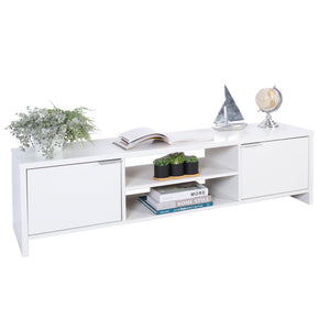 
                  
                    Load image into Gallery viewer, TV Stand Cabinet with Storage Space and Cable Management, TV Table Unit for TVs up to 65 Inches, Wooden, 16&amp;#39;&amp;#39; H x 15&amp;#39;&amp;#39; D x 57&amp;#39;&amp;#39; L - White
                  
                