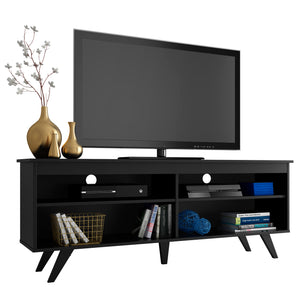 
                  
                    Load image into Gallery viewer, TV Stand with 4 Shelves and Cable Management, for TVs up to 65 Inches, Wood, 23&amp;#39;&amp;#39; H x 15&amp;#39;&amp;#39; D x 59&amp;#39;&amp;#39; L - Black
                  
                