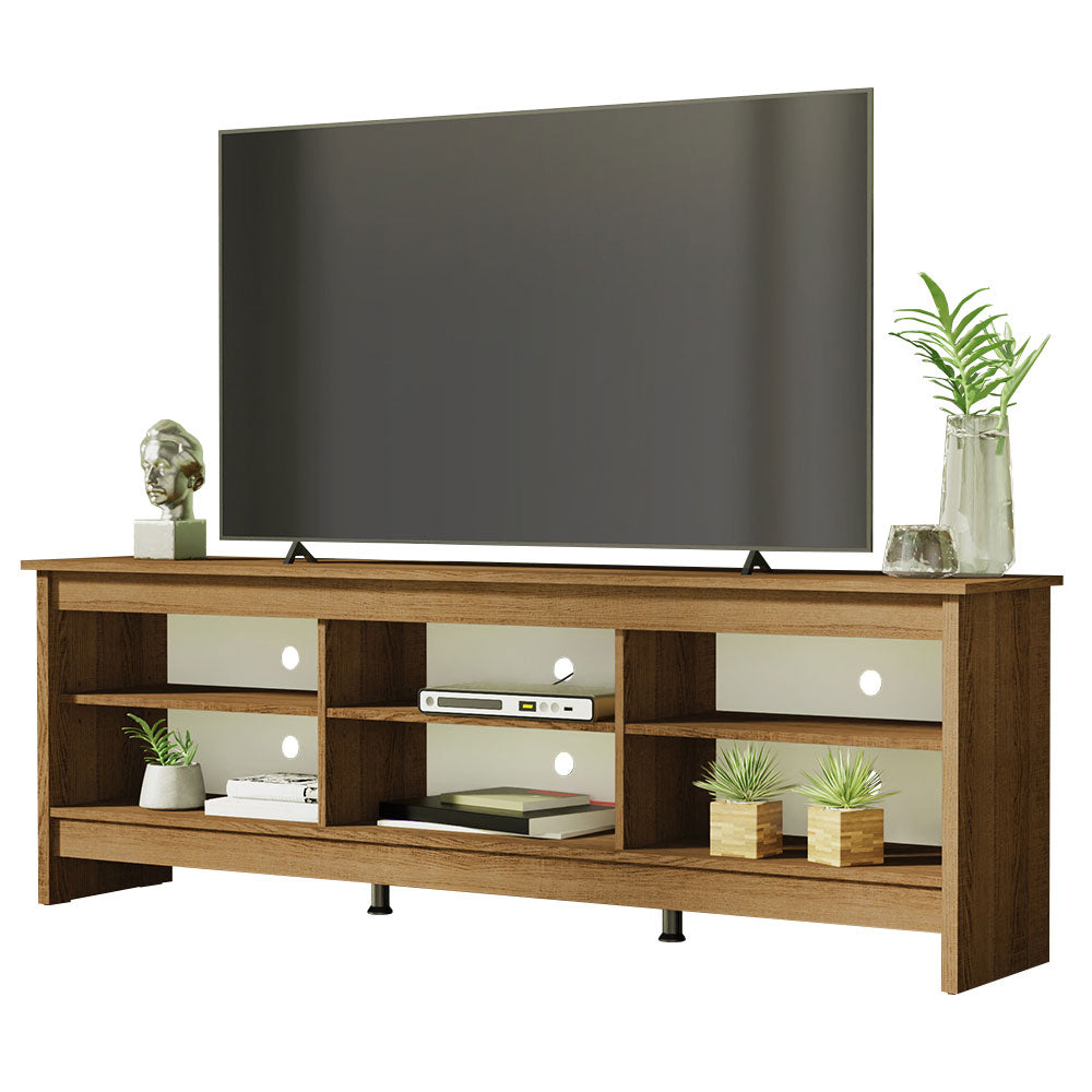 
                  
                    Load image into Gallery viewer, TV Stand with 6 Shelves and Cable Management, for TVs up to 75 Inches, Wood TV Bench, 23” H x 14&amp;quot; D x 71” L - Rustic
                  
                