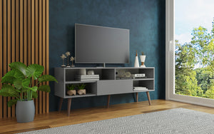 
                  
                    Load image into Gallery viewer, MADESA MODERN TV STAND WITH 1 DOOR, 4 SHELVES FOR TVS UP TO 65 INCHES, WOOD ENTERTAINMENT CENTER 23&amp;#39;&amp;#39; H X 15&amp;#39;&amp;#39; D X 59&amp;#39;&amp;#39; L – GRAY
                  
                