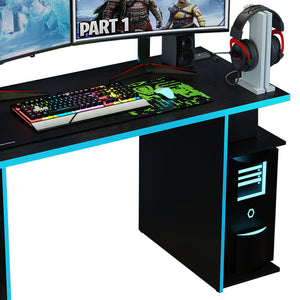 
                  
                    Load image into Gallery viewer, Gaming Computer Desk with 5 Shelves, Cable Management and Large Monitor Stand, Wood, 24&amp;quot; D x 53&amp;quot; W x 29&amp;quot; H - Black/Blue
                  
                