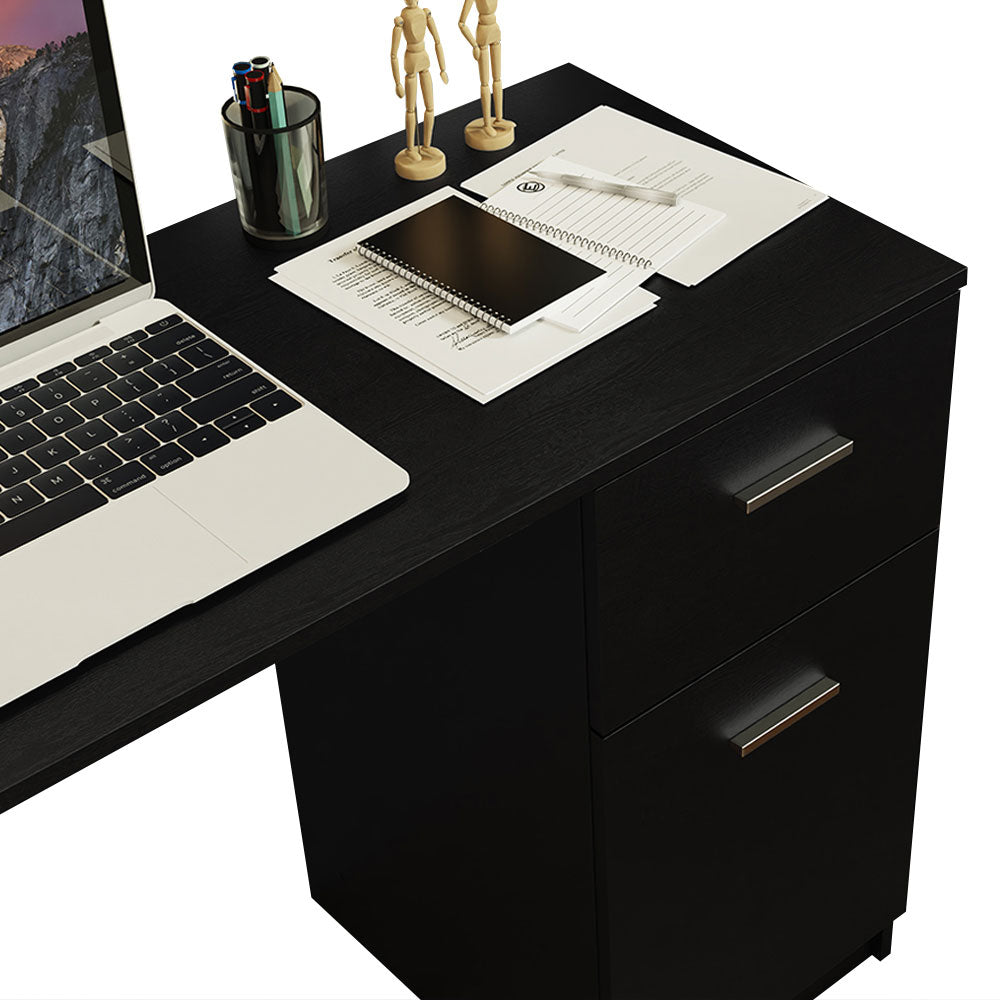 
                  
                    Load image into Gallery viewer, Compact Computer Desk Study Table for Small Spaces Home Office 43 Inch Student Laptop PC Writing Desks with Storage and Drawer - Black
                  
                