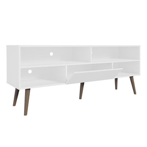 
                  
                    Load image into Gallery viewer, Modern TV Stand with 1 Door, 4 Shelves for TVs up to 65 Inches, Wood Entertainment Center 23&amp;#39;&amp;#39; H x 15&amp;#39;&amp;#39; D x 59&amp;#39;&amp;#39; L - White
                  
                