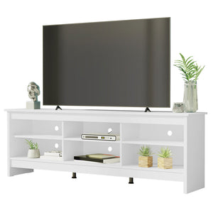 
                  
                    Load image into Gallery viewer, TV Stand with 6 Shelves and Cable Management, for TVs up to 75 Inches, Wood TV Bench, 23” H x 14&amp;quot; D x 71” L - White
                  
                