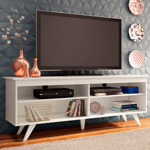 
                  
                    Load image into Gallery viewer, MADESA TV STAND WITH 4 SHELVES AND CABLE MANAGEMENT, 59 INCH TV TABLE FOR TVs UP TO 65 INCHES, WOODEN ENTERTAINMENT CENTER, 23” H X 15&amp;quot; D X 59” L - WHITE
                  
                