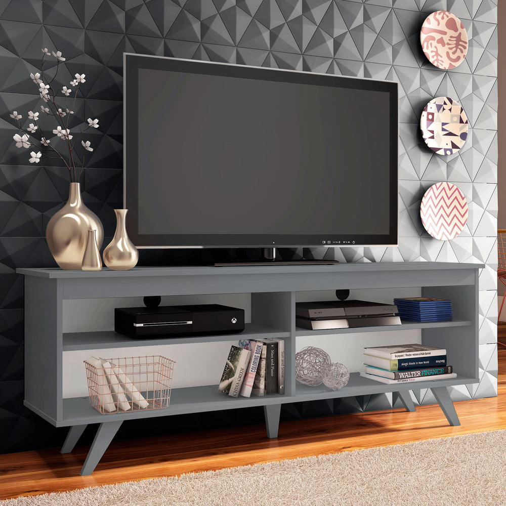 TV Stand with 4 Shelves and Cable Management, for TVs up to 65 Inches, Wood, 23'' H x 15'' D x 59'' L - Black