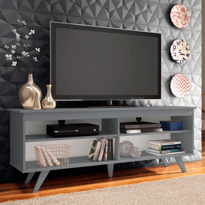 
                  
                    Load image into Gallery viewer, MADESA TV STAND WITH 4 SHELVES AND CABLE MANAGEMENT, 59 INCH TV TABLE FOR TVs UP TO 65 INCHES, WOODEN ENTERTAINMENT CENTER, 23” H X 15&amp;quot; D X 59” L - GREY
                  
                