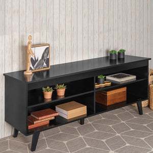 
                  
                    Load image into Gallery viewer, MADESA TV STAND WITH 4 SHELVES AND CABLE MANAGEMENT, 59 INCH TV TABLE FOR TVs UP TO 65 INCHES, WOODEN ENTERTAINMENT CENTER, 23” H X 15&amp;quot; D X 59” L - BLACK
                  
                