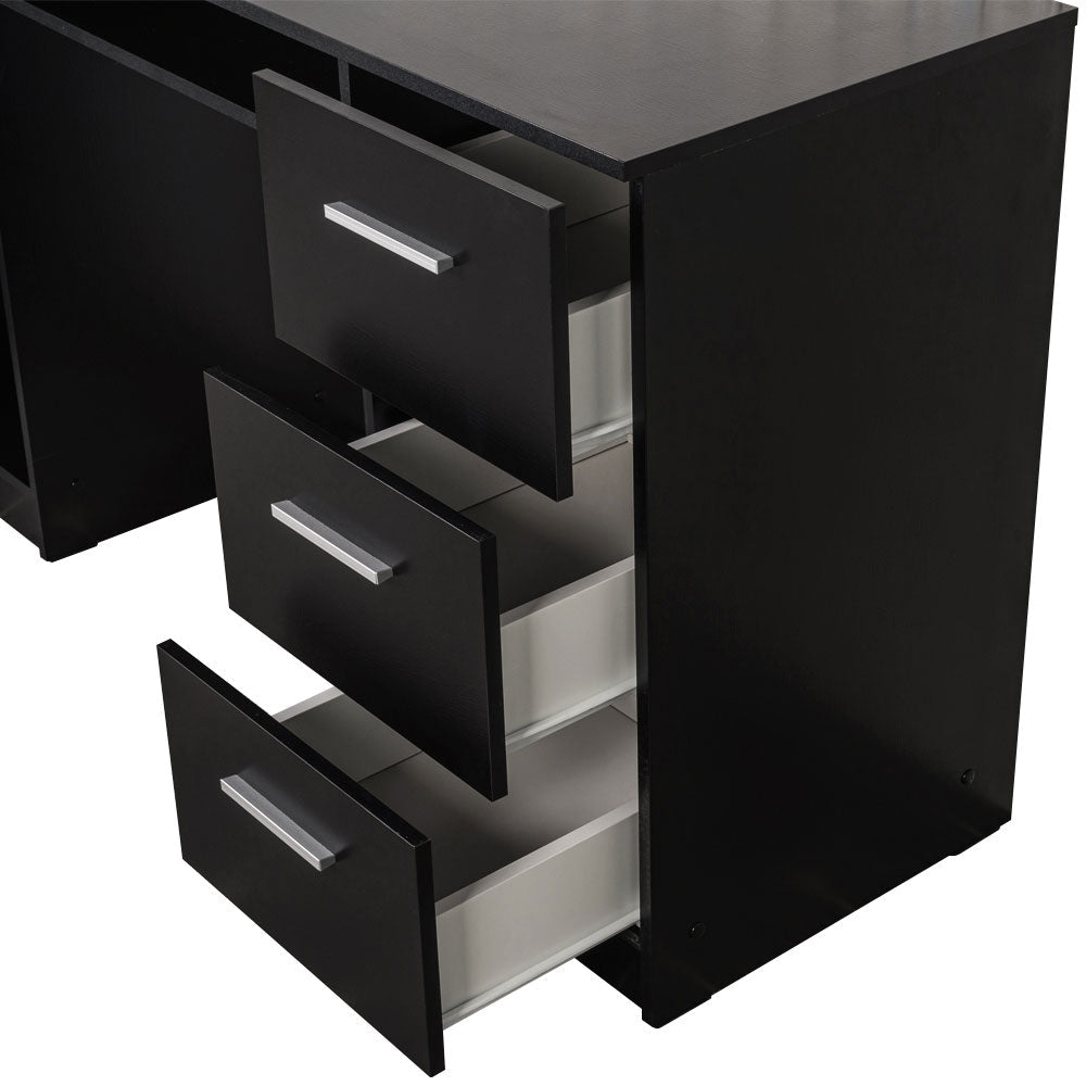 
                  
                    Load image into Gallery viewer, MADESA HOME OFFICE COMPUTER WRITING DESK WITH 3 DRAWERS, 1 DOOR AND 1 STORAGE SHELF, PLENTY OF SPACE, WOOD, 30” H X 18” D X 53” W - BLACK
                  
                