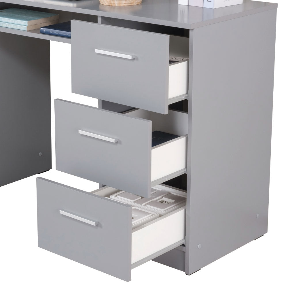 
                  
                    Load image into Gallery viewer, MADESA HOME OFFICE COMPUTER WRITING DESK WITH 3 DRAWERS, 1 DOOR AND 1 STORAGE SHELF, PLENTY OF SPACE, WOOD, 30” H X 18” D X 53” W - GREY
                  
                