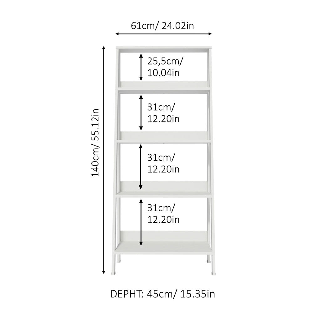 
                  
                    Load image into Gallery viewer, MADESA 5-TIER LADDER SHELF WITH STORAGE SPACE, FREE STANDING BOOKSHELF, WOOD, 15&amp;quot; D X 24&amp;quot; W X 53&amp;quot; H – WHITE
                  
                