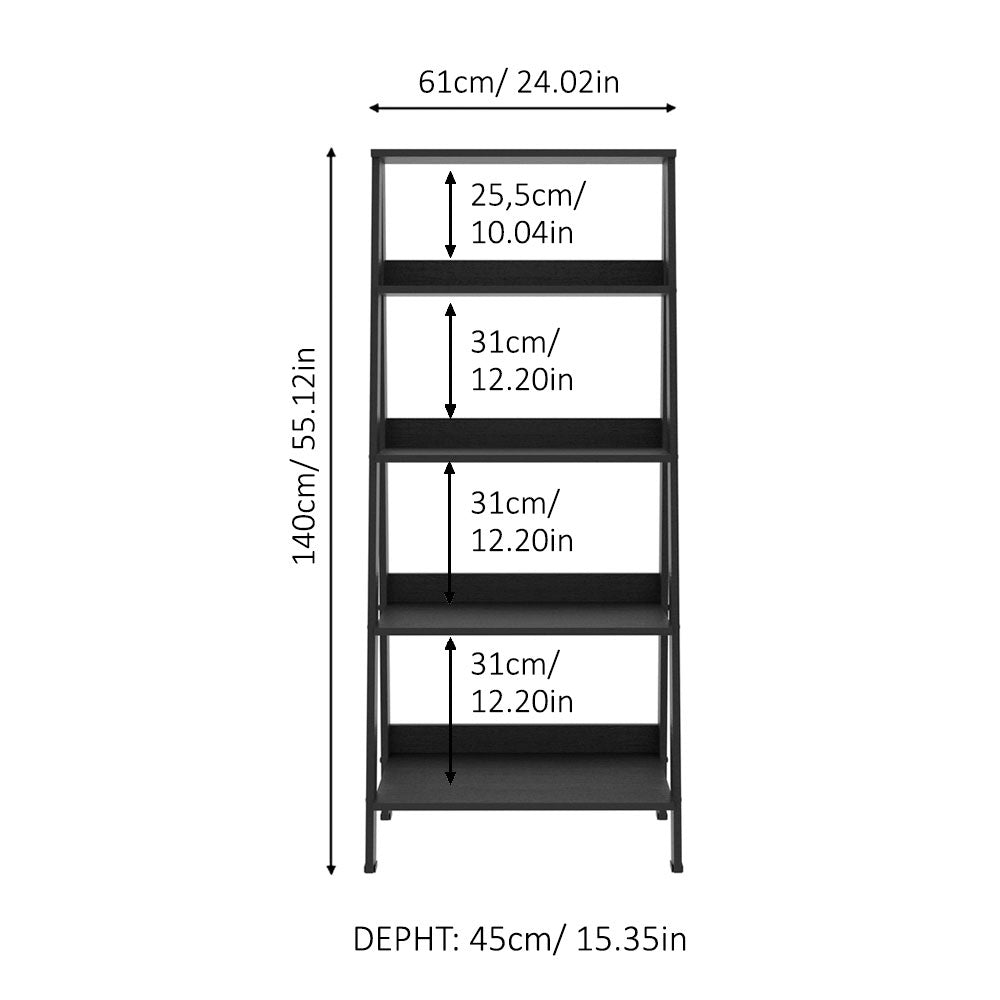 
                  
                    Load image into Gallery viewer, MADESA 5-TIER LADDER SHELF WITH STORAGE SPACE, FREE STANDING BOOKSHELF, WOOD, 15&amp;quot; D X 24&amp;quot; W X 53&amp;quot; H – BLACK
                  
                