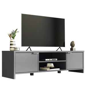 
                  
                    Load image into Gallery viewer, TV Stand Cabinet with Storage Space and Cable Management, TV Table Unit for TVs up to 65 Inches, Wooden, 16&amp;#39;&amp;#39; H x 15&amp;#39;&amp;#39; D x 57&amp;#39;&amp;#39; L - Grey
                  
                