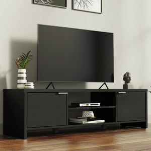 
                  
                    Load image into Gallery viewer, TV Stand Cabinet with Storage Space and Cable Management, TV Table Unit for TVs up to 65 Inches, Wooden, 16&amp;#39;&amp;#39; H x 15&amp;#39;&amp;#39; D x 57&amp;#39;&amp;#39; L - Black
                  
                