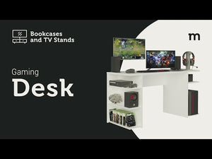 
                  
                    Load and play video in Gallery viewer, Gaming Computer Desk with 5 Shelves, Cable Management and Large Monitor Stand, Wood, 24&amp;quot; D x 53&amp;quot; W x 29&amp;quot; H - Black
                  
                